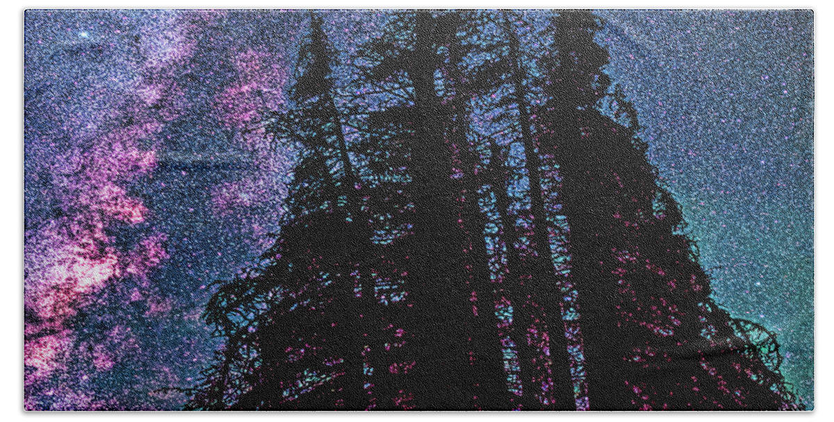 Nobody Hand Towel featuring the photograph Celestial Starlight in the Forest Near Lake Irene Colorado by OLena Art