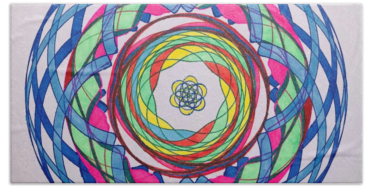 Blue Bath Towel featuring the drawing Chakra Series #7 by Steve Sommers