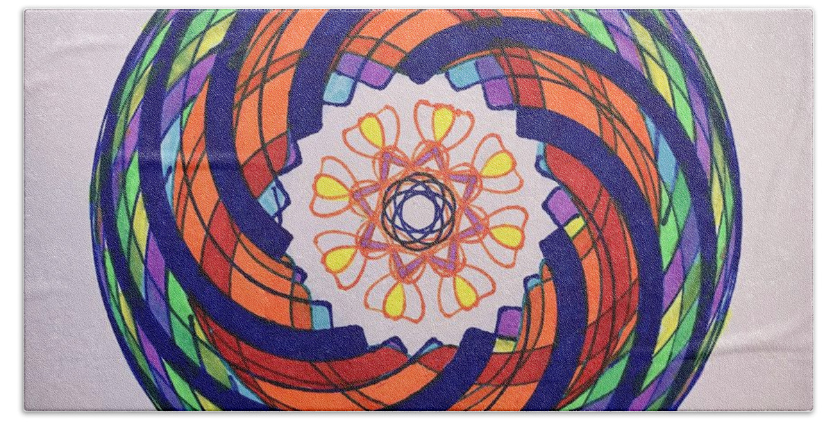 Spirograph Hand Towel featuring the drawing Chakra Series #9 by Steve Sommers