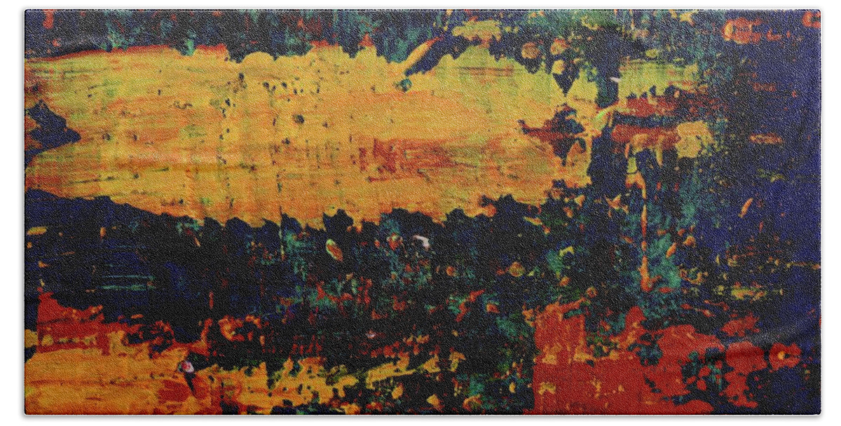 Abstract Hand Towel featuring the painting Change of Pace 2 by Angela Bushman