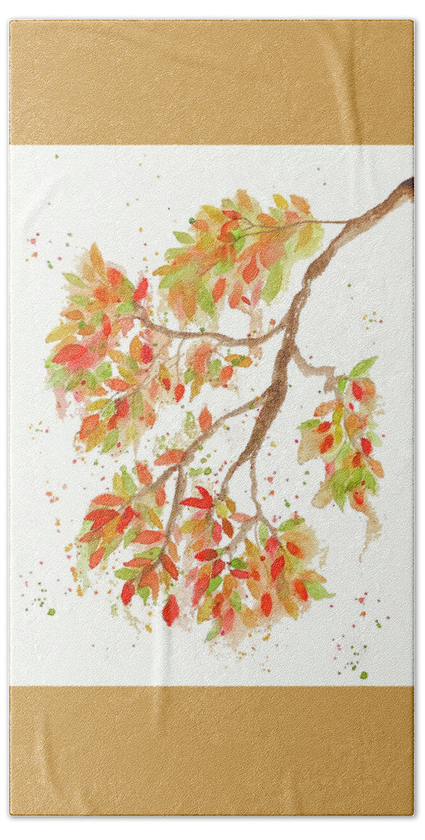 Autumn Leaves Bath Towel featuring the painting Changing Fall Leaves by Deborah League