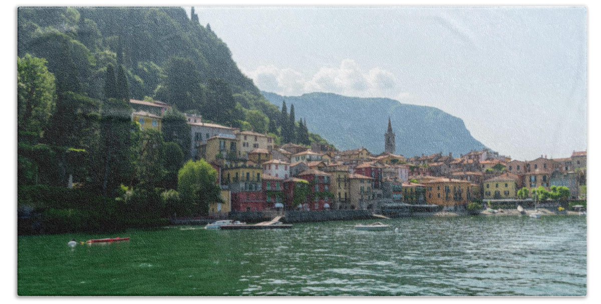 Charismatic Varenna Bath Towel featuring the photograph Charismatic Varenna Lake Como Italy - Picture Perfect Waterfront by Georgia Mizuleva