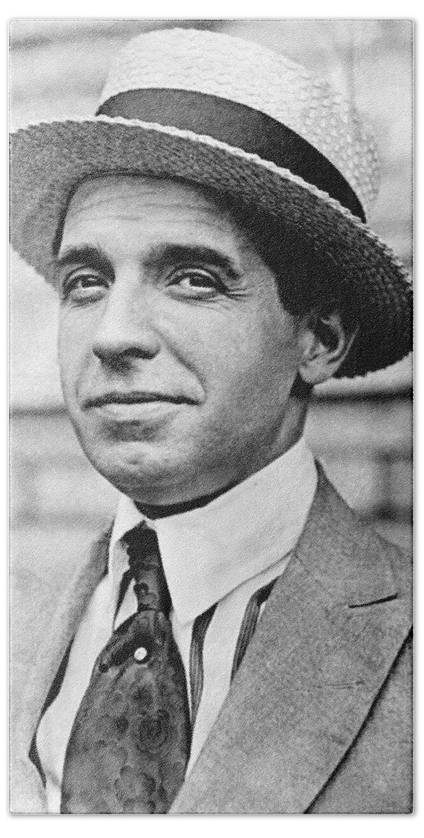 Ponzi Bath Towel featuring the photograph Charles Ponzi Portrait - Circa 1920 by War Is Hell Store