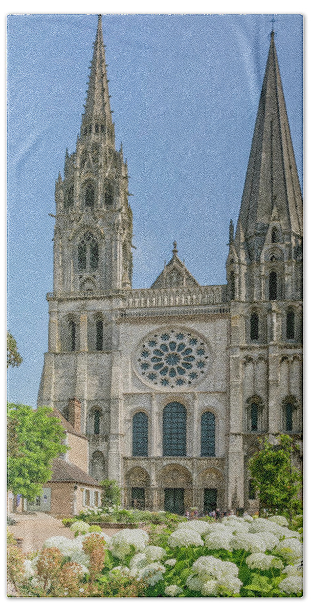 Cathedrale Notre-dame De Chartres Hand Towel featuring the photograph Chartres Cathedral West Facade by Jurgen Lorenzen