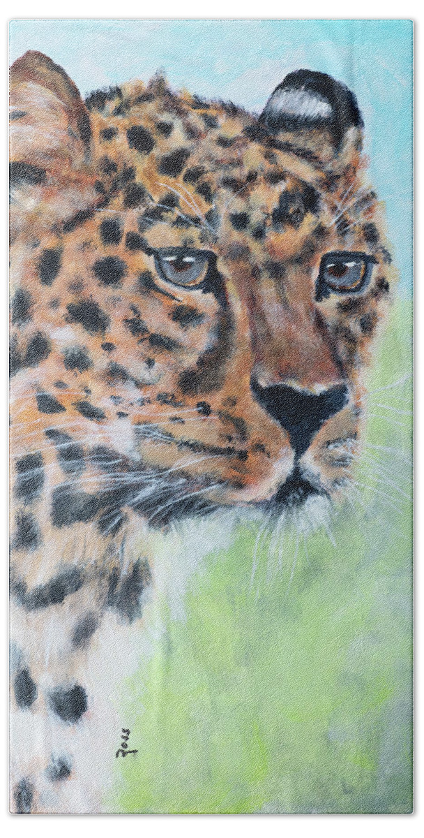 Cheetah Bath Towel featuring the painting Cheetah by Mark Ross