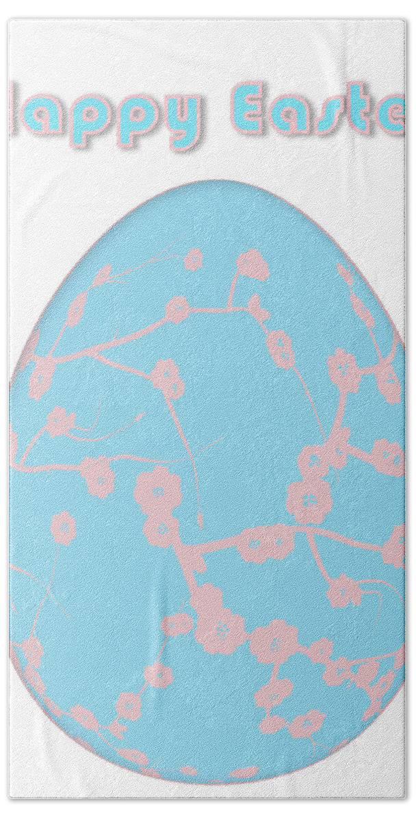 Easter Bath Towel featuring the mixed media Cherry Blossom Easter Egg by Moira Law