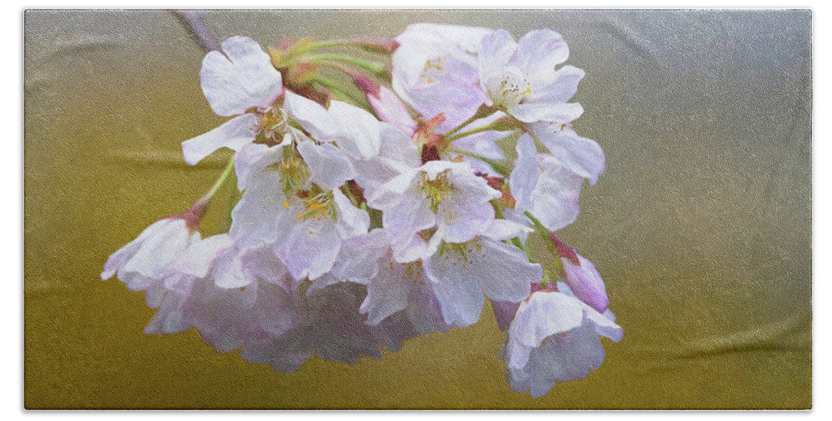 Plant Bath Towel featuring the photograph Cherry Blossom Flowers by Art Cole