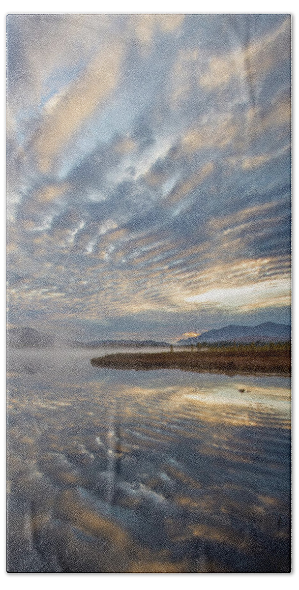 Cherry Bath Towel featuring the photograph Cherry Pond Magic Clouds by White Mountain Images