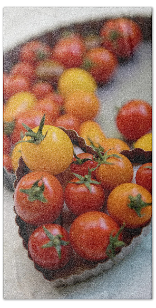 June2020 Bath Towel featuring the photograph Cherry Tomatoes 2 by Rebecca Cozart