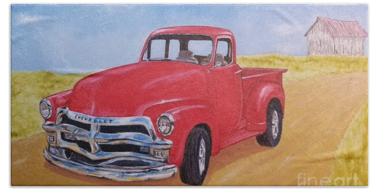 Old Hand Towel featuring the painting Chevrolet Truck by Stacy C Bottoms