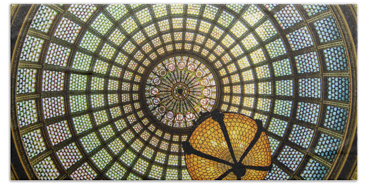 Art Hand Towel featuring the photograph Chicago Cultural Center Dome Square by David Levin