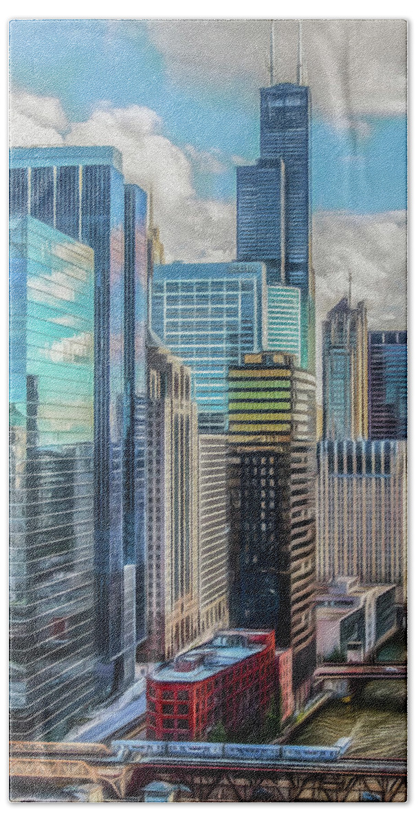 Architecture Hand Towel featuring the photograph Chicago Skyline by Kevin Lane