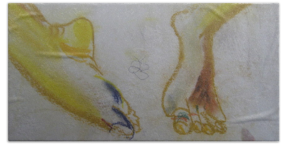  Bath Towel featuring the drawing Chieh's Feet by AJ Brown