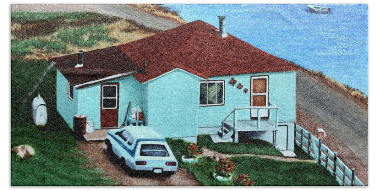 Memories Hand Towel featuring the painting Childhood Home by Marlene Little