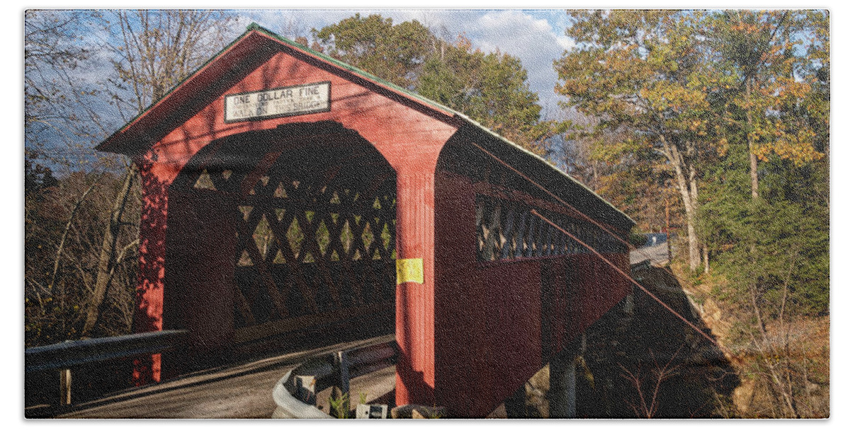 Covered Bridge Hand Towel featuring the photograph Chiselville Bridge by Norman Reid