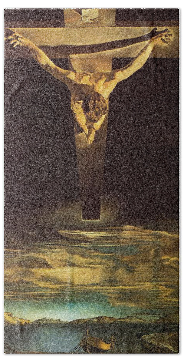 Salvador Hand Towel featuring the painting Christ of Saint John of the Cross by Salvador Dali