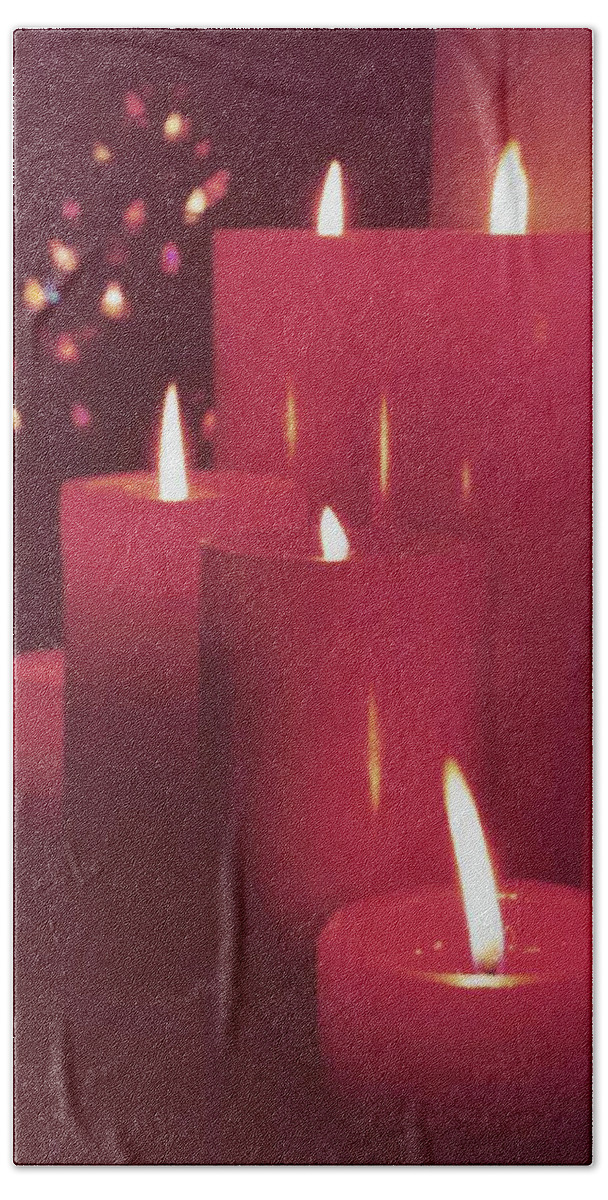 Christmas Hand Towel featuring the photograph Nostalgic Christmas Candles by Robert Bellomy