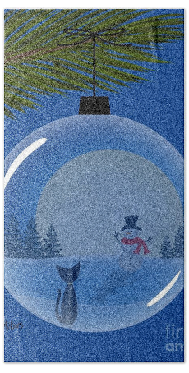  Hand Towel featuring the digital art Christmas Ornament Snowman by Donna Mibus