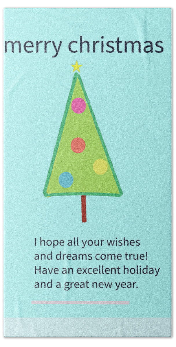 Holiday Bath Towel featuring the digital art merry Christmas tree by Ashley Rice