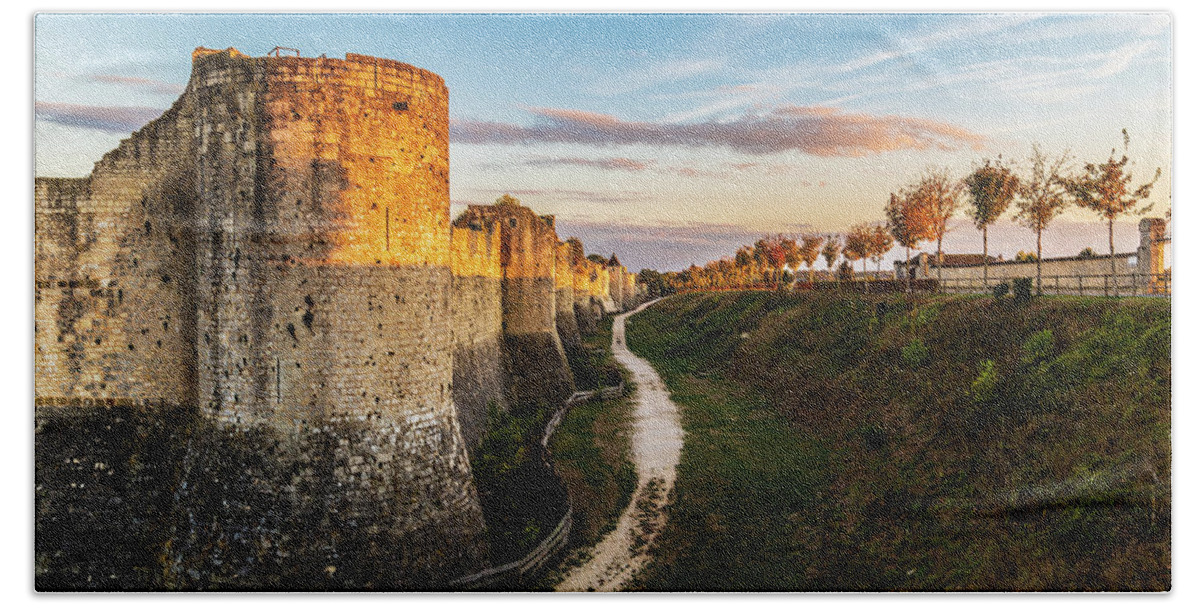 Architecture Bath Towel featuring the photograph City wall of Provins by Fabiano Di Paolo