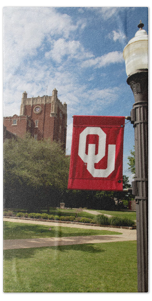 Big 12 Bath Towel featuring the photograph Clara E. Jones Administration at University of Oklahoma by Eldon McGraw