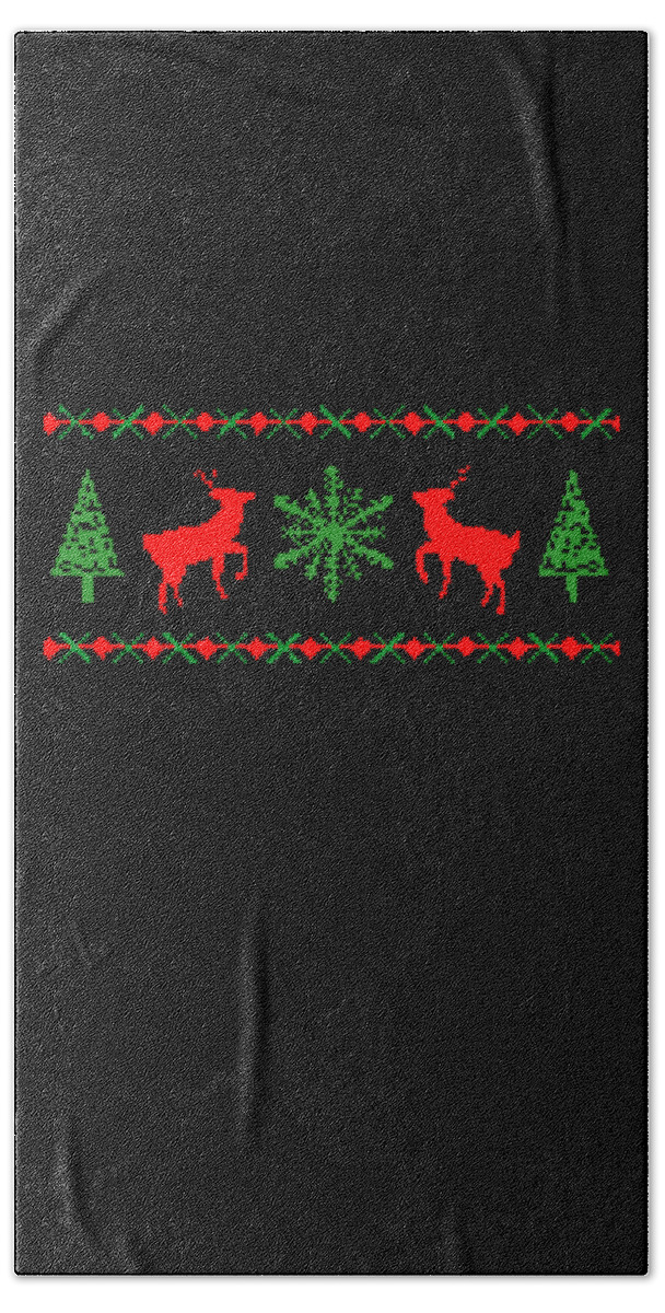 Christmas 2023 Bath Towel featuring the digital art Classic Ugly Christmas Sweater by Flippin Sweet Gear