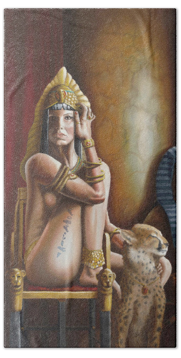 Cleopatra Hand Towel featuring the painting Princess of the Nile by Ken Kvamme