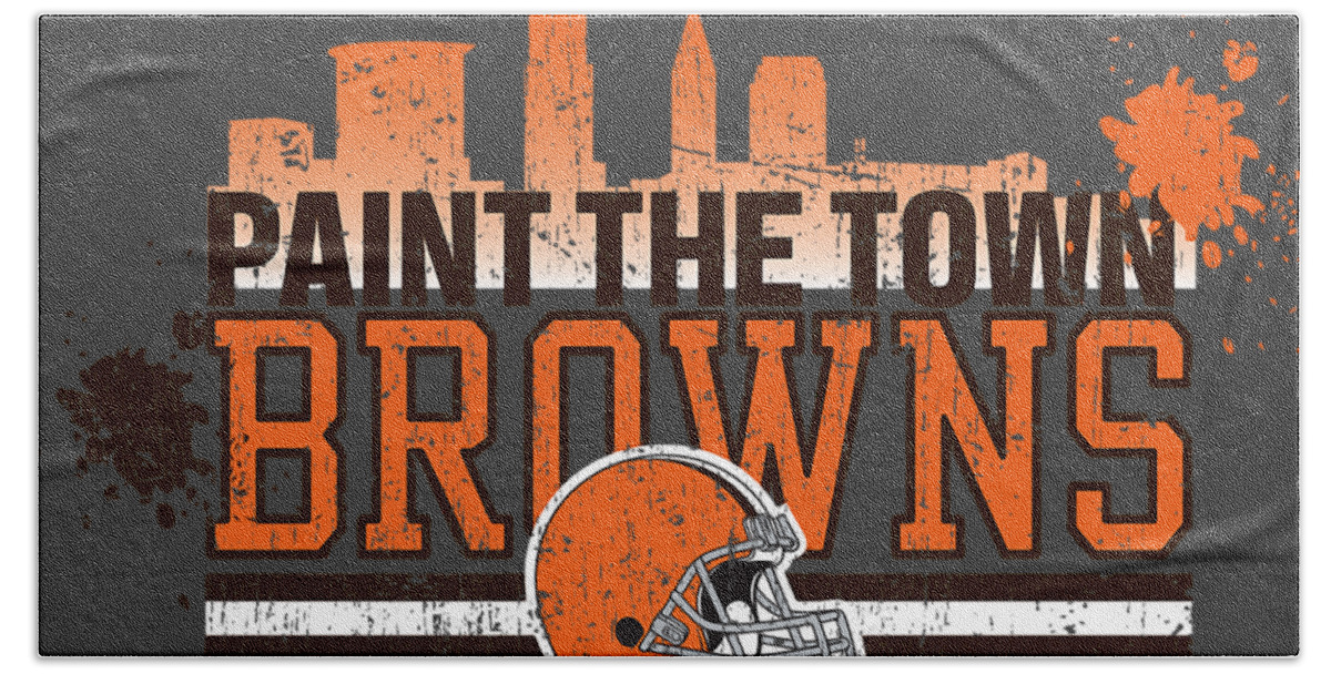 Browns Hand Towel featuring the digital art Cleveland Browns Football by Rara Nia