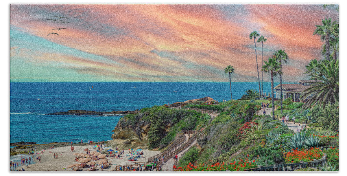 Laguna Beach Bath Towel featuring the photograph Cliffs Beach Sunset Sea by David Zanzinger