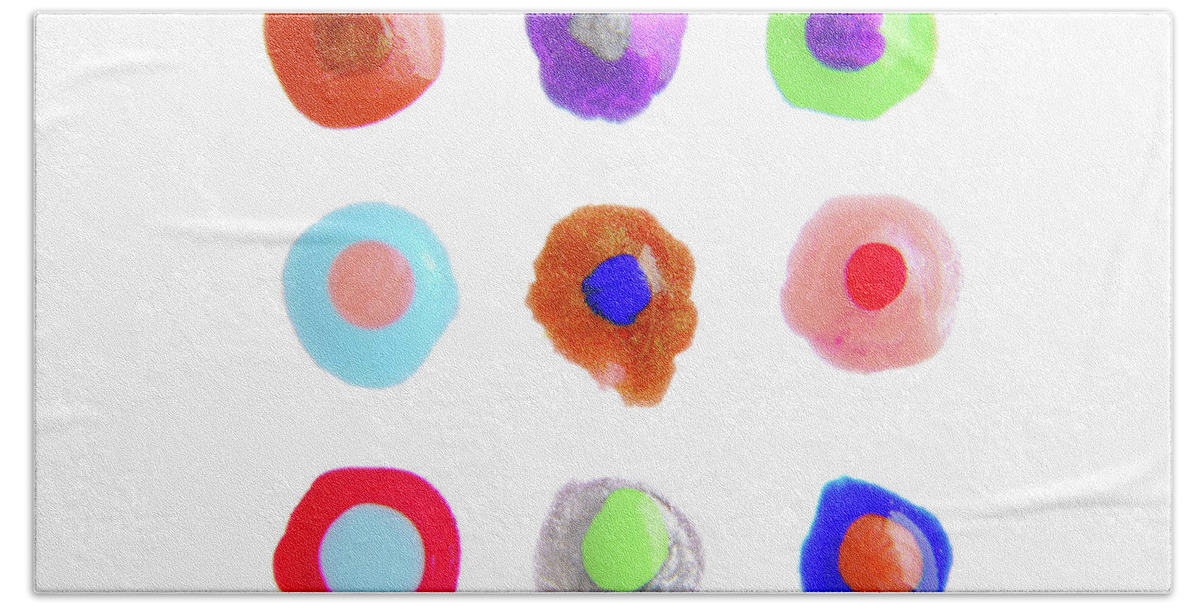 Nail Polish Hand Towel featuring the photograph Close Up Of Color Drops Isolated On White by Severija Kirilovaite