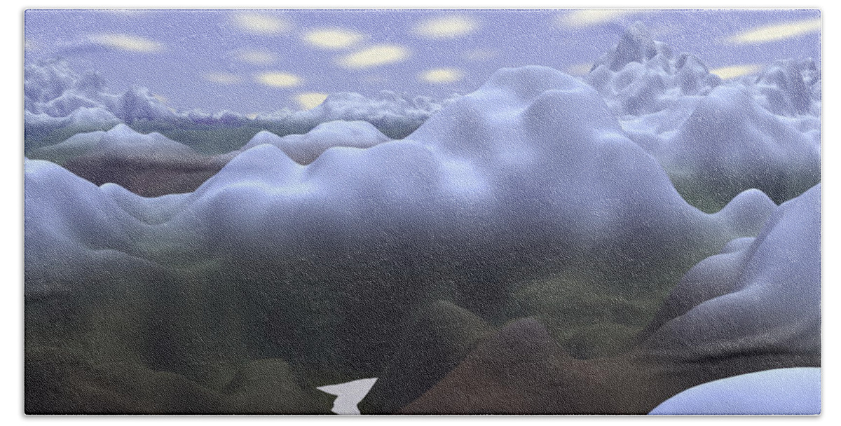 Exoplanet Bath Towel featuring the digital art Cloud Mountains 2 by Bernie Sirelson