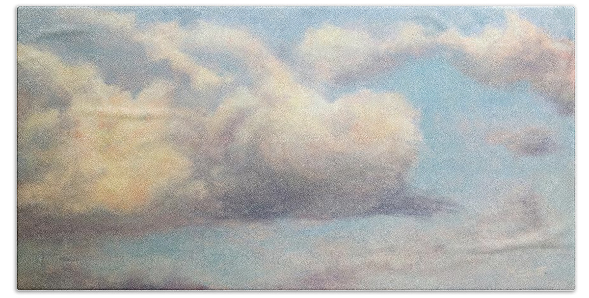 Clouds Hand Towel featuring the painting Cloud study by Margaret Elliott