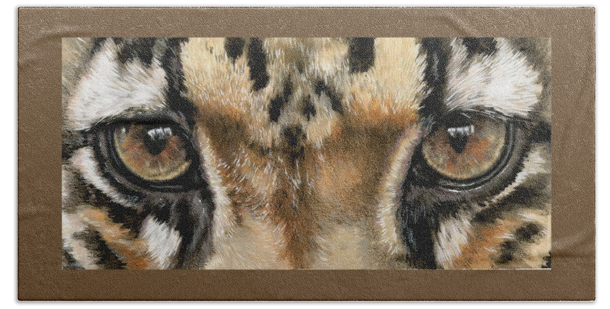 Panthera Bath Towel featuring the painting Clouded Leopard Gaze by Barbara Keith