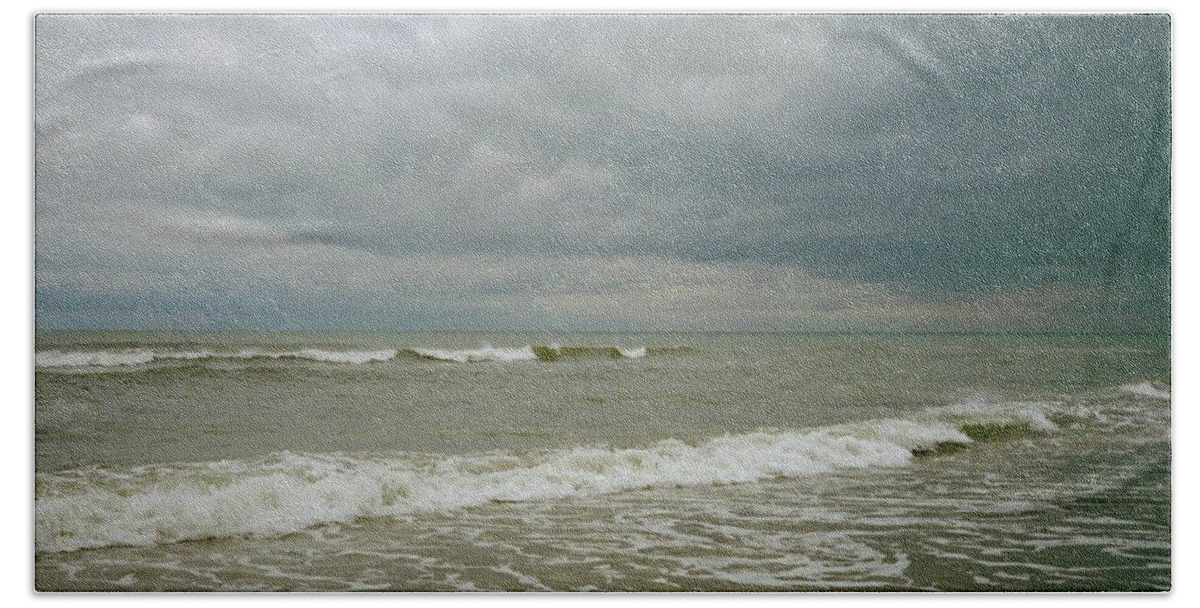 Atlantic Hand Towel featuring the photograph Clouds Portend the Storm by Carol Whaley Addassi