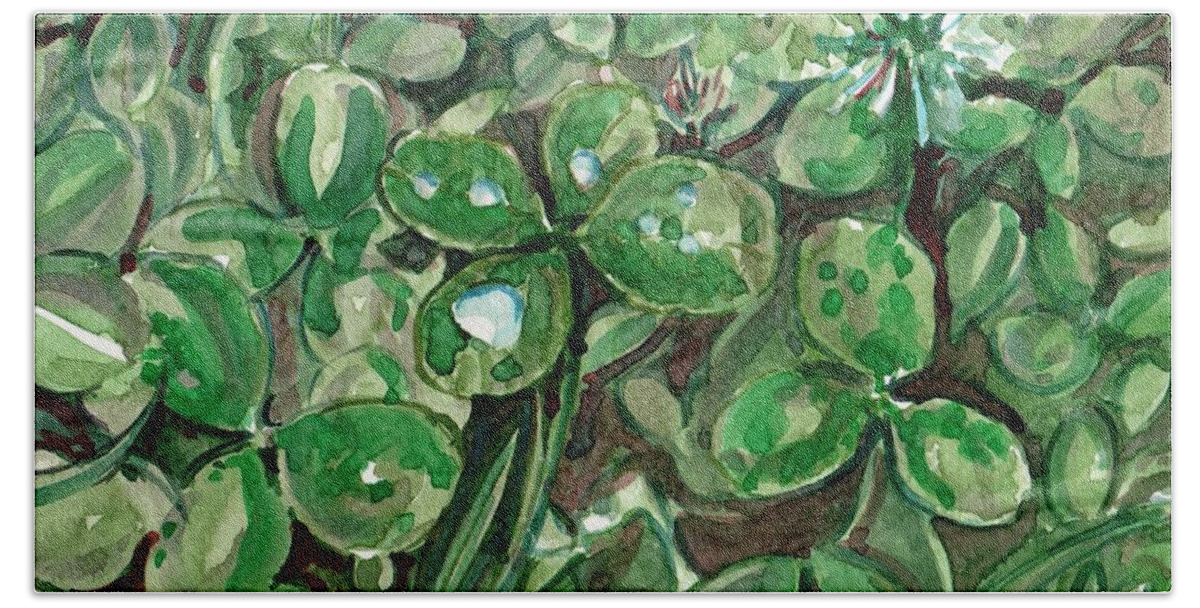 Clover Bath Towel featuring the painting Clover field by George Cret