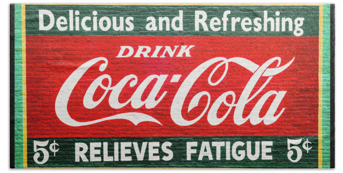 Cocacola Bath Towel featuring the photograph CocaCola Wall Painting 5 cent by Flees Photos
