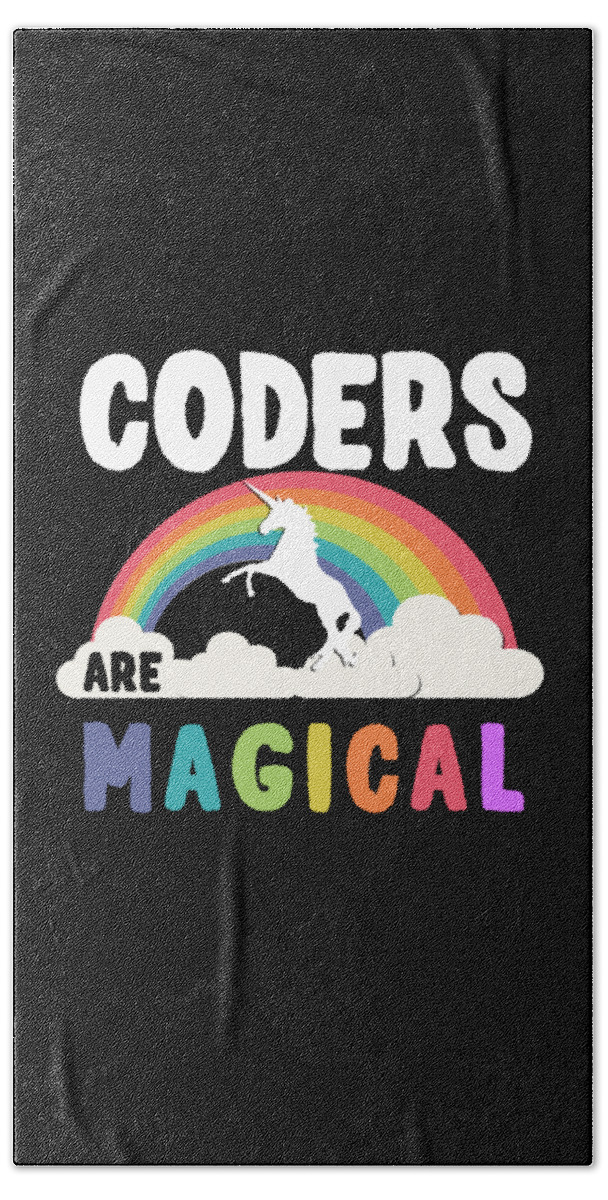 Funny Hand Towel featuring the digital art Coders Are Magical by Flippin Sweet Gear
