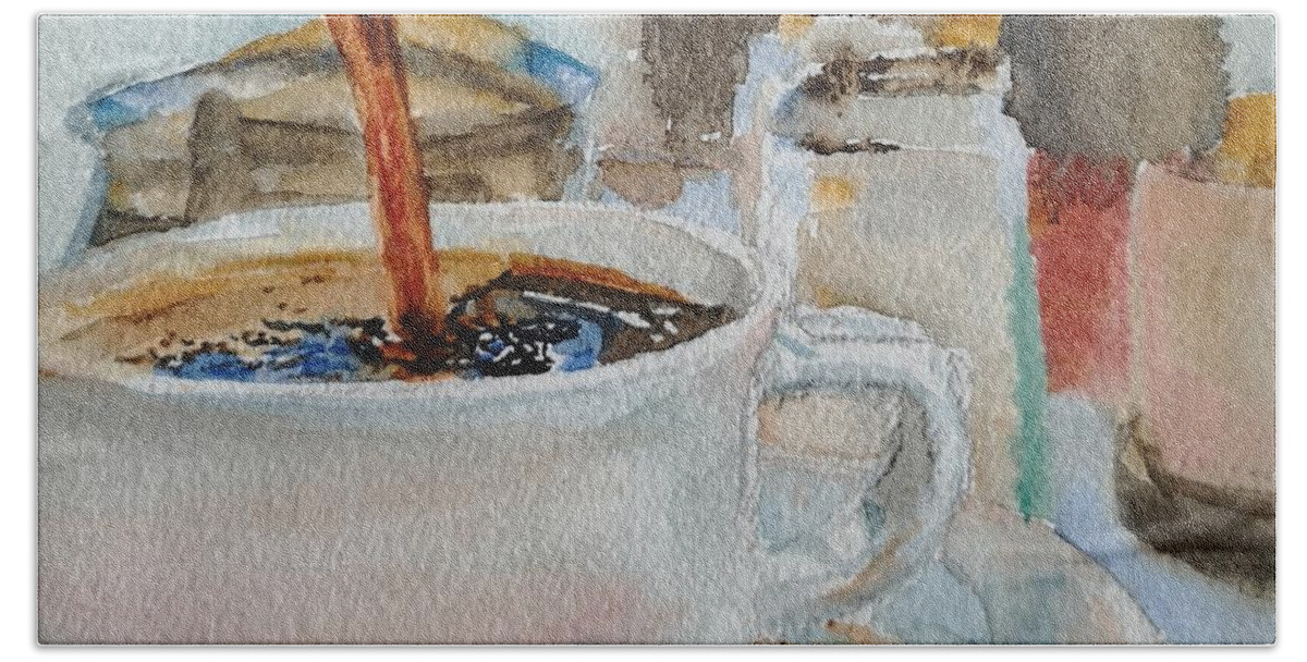Still Life Hand Towel featuring the painting Coffee by Sheila Romard