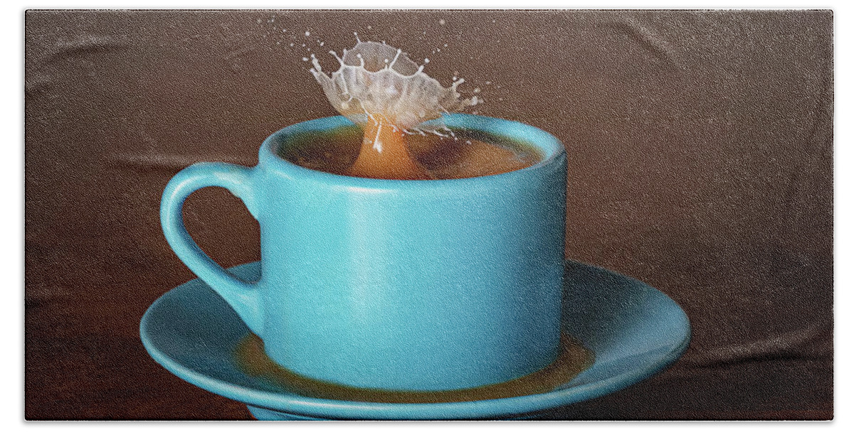 Cup Of Coffee Hand Towel featuring the photograph Coffee Splashdown by Michael McKenney