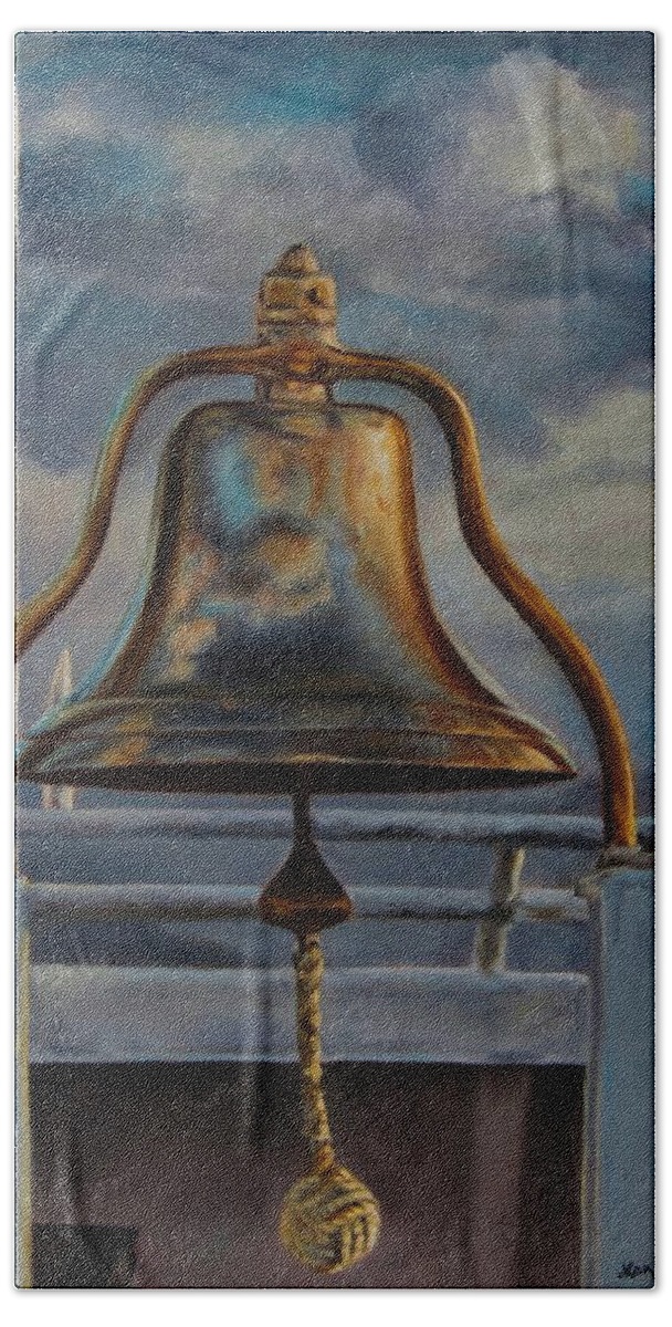 Bell Bath Towel featuring the painting COHO Ferry's Bell by Lori Brackett