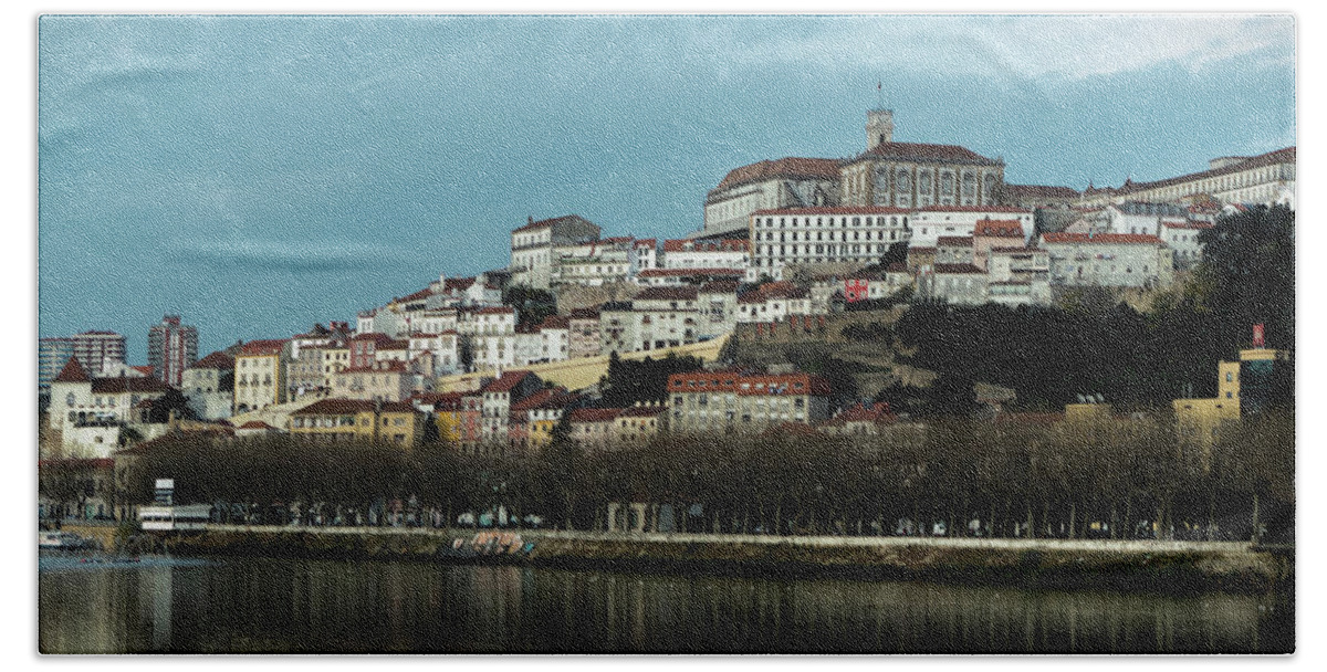 Coimbra Bath Towel featuring the photograph Coimbra city river view by Angelo DeVal