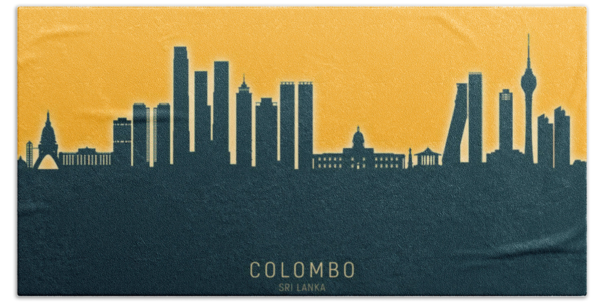 Colombo Bath Towel featuring the digital art Colombo Sri Lanka Skyline #99 by Michael Tompsett