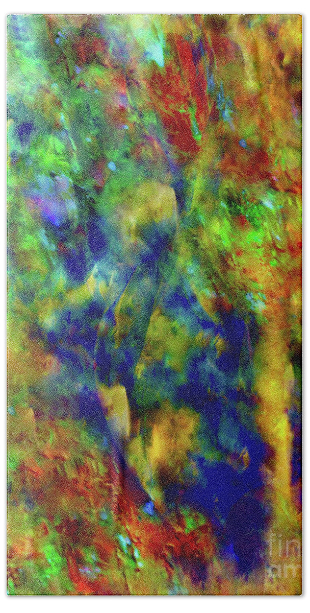 A-fine-art-painting-abstract Bath Towel featuring the mixed media Color Rush by Catalina Walker