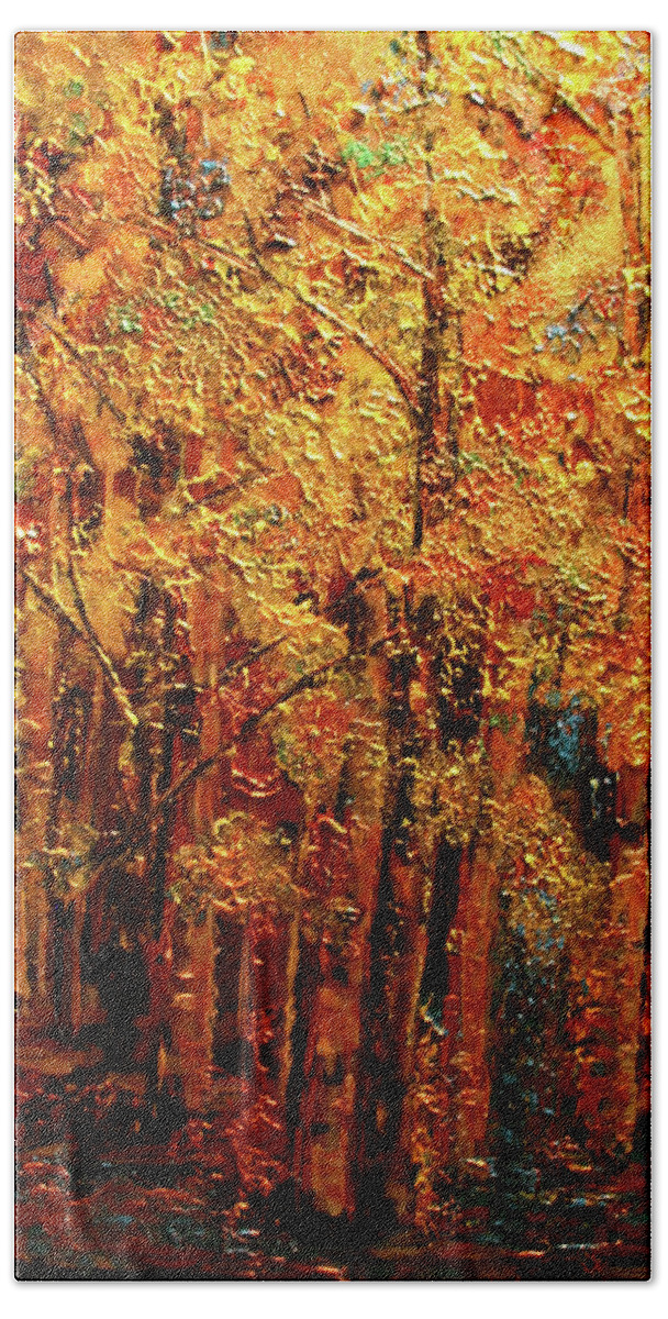 Aspen Bath Towel featuring the painting Colorado Gold by Marilyn Quigley
