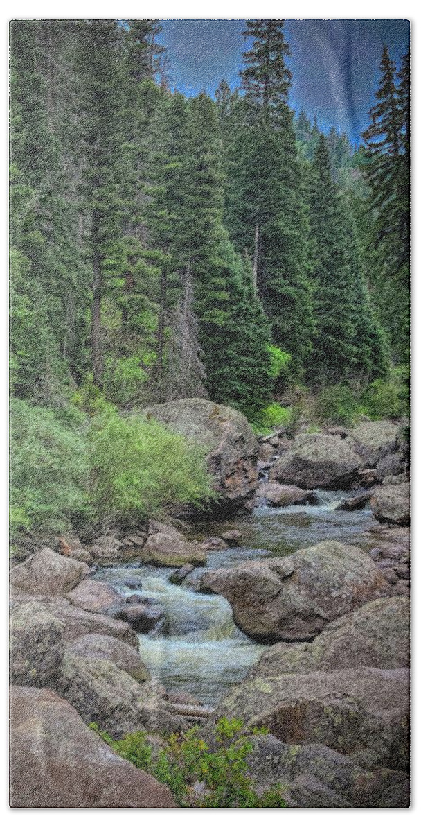 River Hand Towel featuring the photograph Colorado Stream by Rene Vasquez