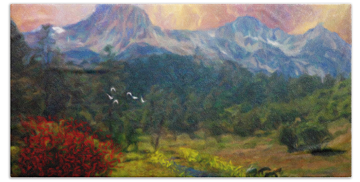 Landscape Bath Towel featuring the painting Colorado by Trask Ferrero