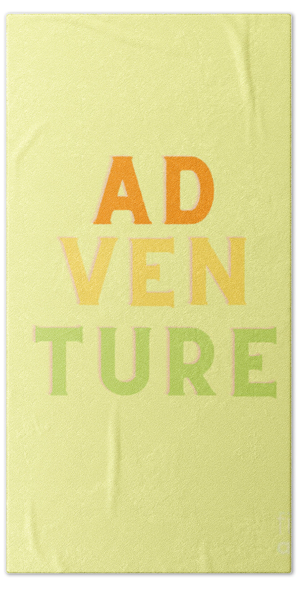 Adventure Bath Towel featuring the digital art Colorful Adventure Word Design by Christie Olstad