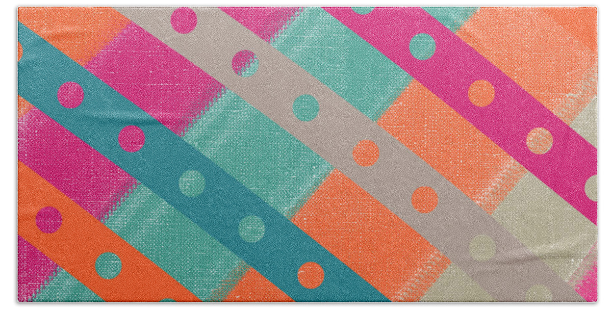 Colorful Bath Towel featuring the digital art Colorful Crisscross I by Bonnie Bruno
