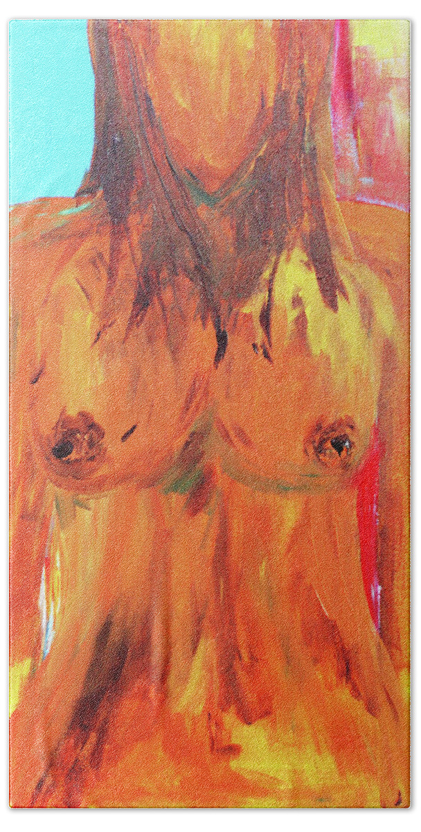 Paintings Bath Towel featuring the painting Colorful Female nude by Julie Lueders 