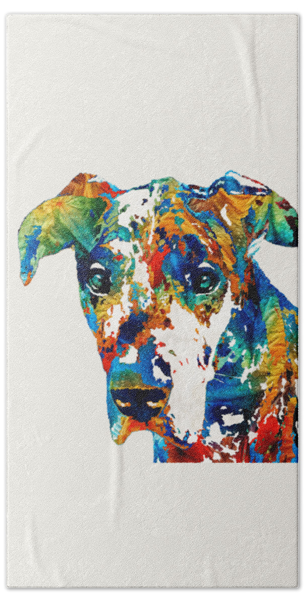 Great Dane Hand Towel featuring the painting Colorful Great Dane Art Dog By Sharon Cummings by Sharon Cummings